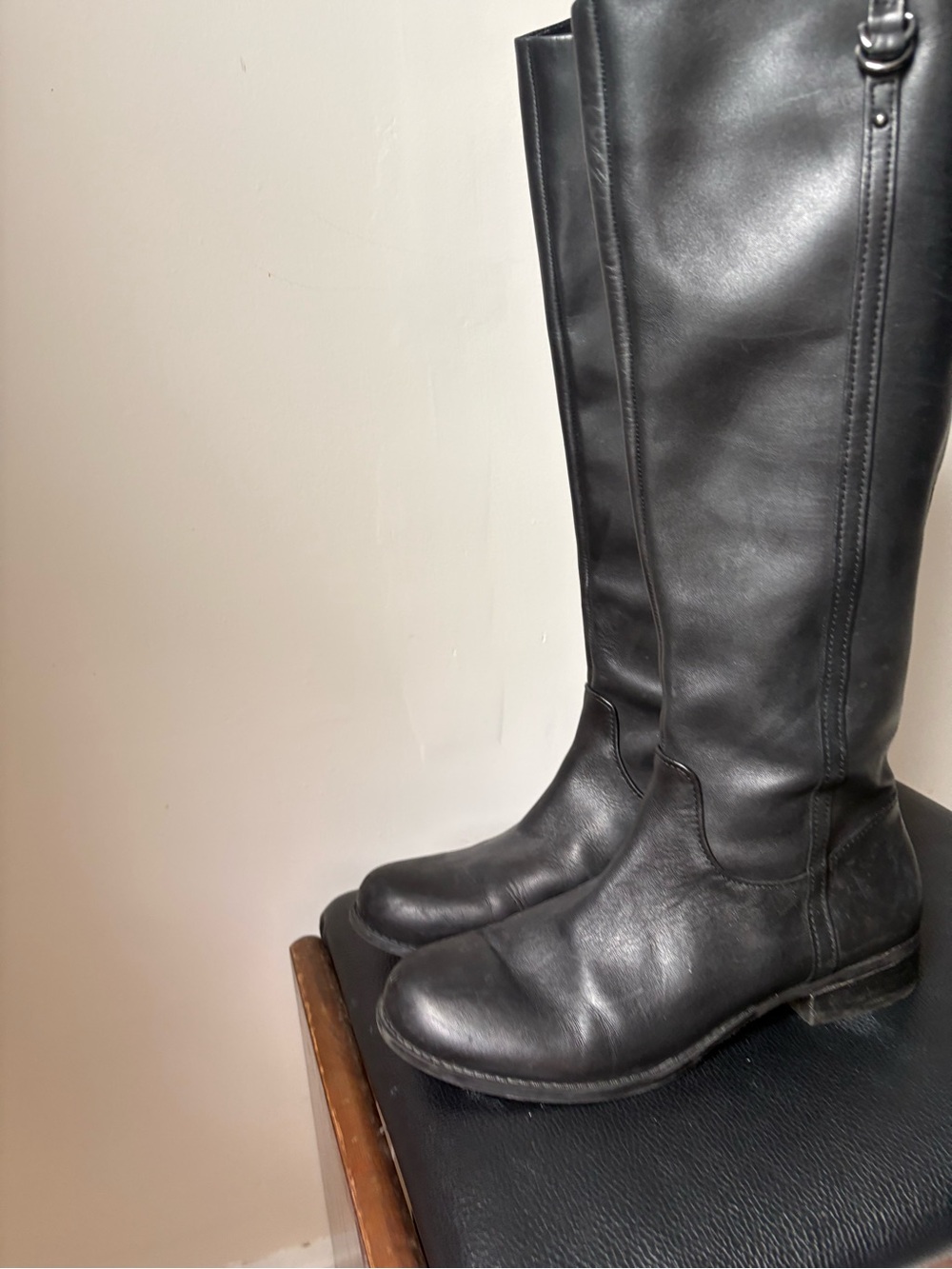 Women's Black Over-the-Knee Leather Boots